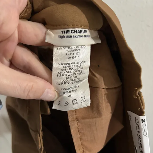 Joe's The Charlie High Rise Skinny Ankle Pants Brown Faux Leather Frayed 29 NWT - Image 10