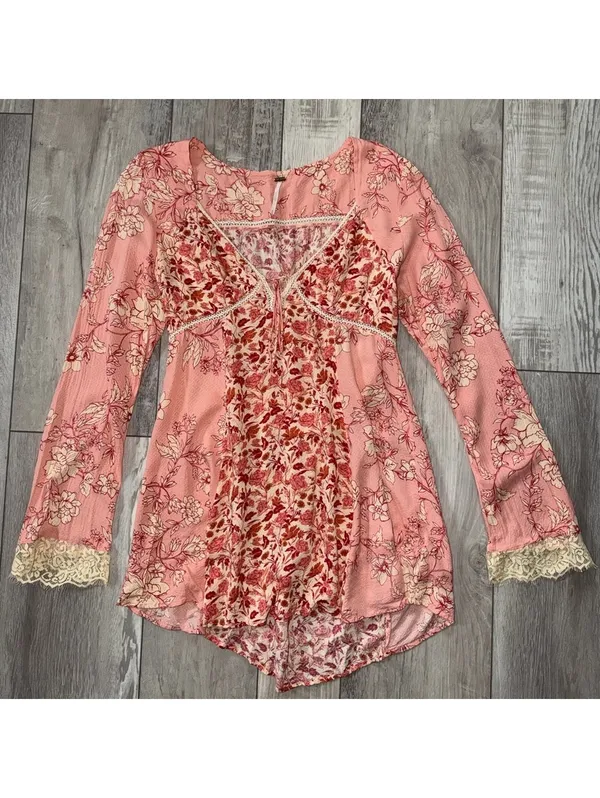 Free People Odette Printed Tunic Top Pink Pedal Combo size medium - Image 12