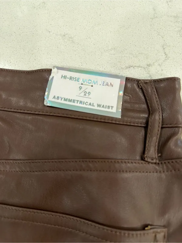 Tinseltown Brown Faux Leather Cropped Jeans - Image 7