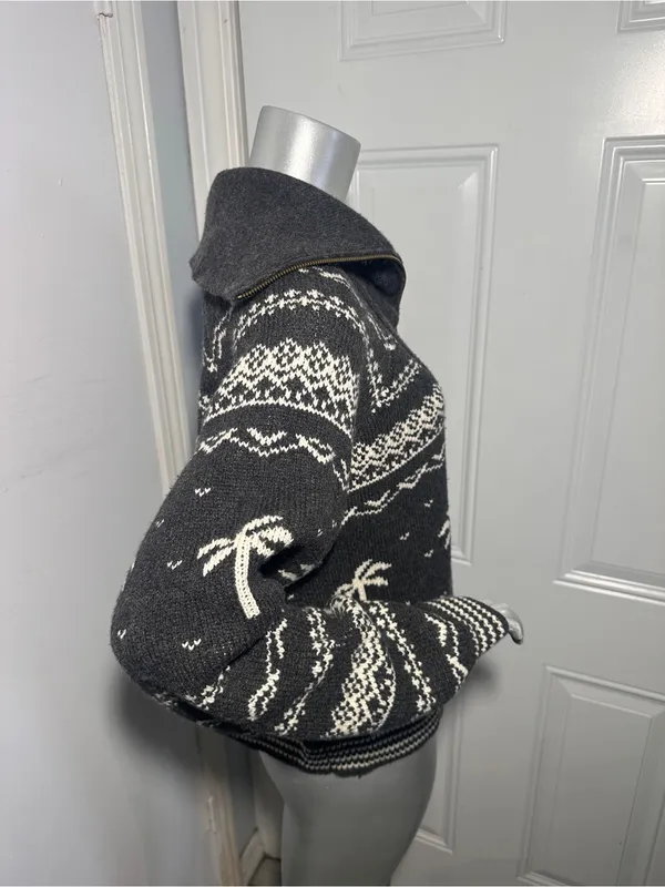 Marine Layer NWOT Whitney Quarter Zip Sweater L Palm Tree Fair Isle Après Ski - Image 8