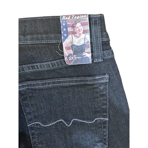 Red Engine Flared Jeans Women's Size 27x32 Dark Wash Jeans Made in USA NWT - Image 6