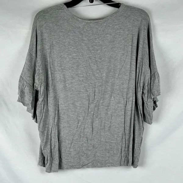 Lavender Field Ruffle Short Sleeve Raw Hem Top Medium - Image 2