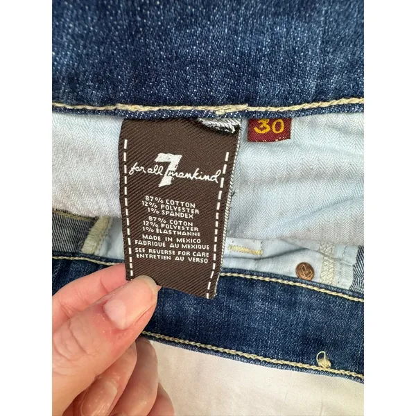 7 For All Mankind Roxanne Crop Jeans‎ Medium Wash Blue Denim Slim Fit Size 30 - Image 7