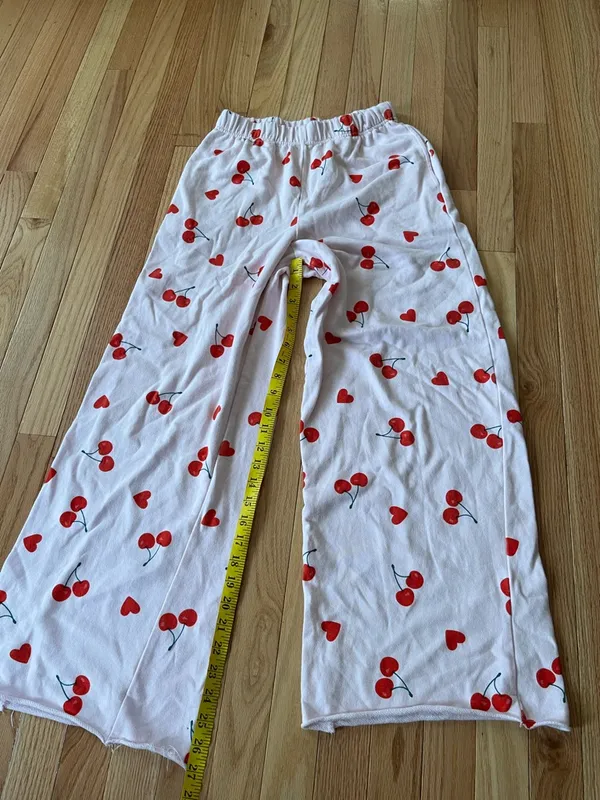Grayson Threads Cherry Print Wide Leg Pajama Pants Small Pink Red Coquette Loungewear Soft Girl - Image 6