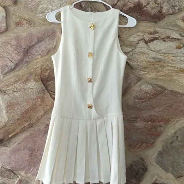 Source Unknown Commense Metal-Button Pleated Tank Dress size S - Image 3