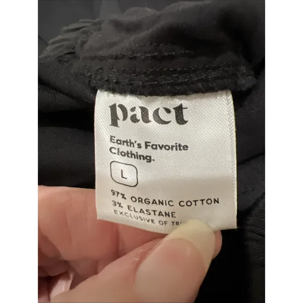 Pact Black Organic Cotton Pull On Drawstring Pants Size Large Granola Minimalist - Image 4
