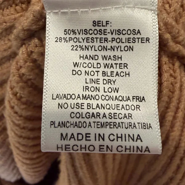 Listicle Tan Oversized Polo Sweater - Boho Ribbed Knit - Large Neutral Beige - Image 5