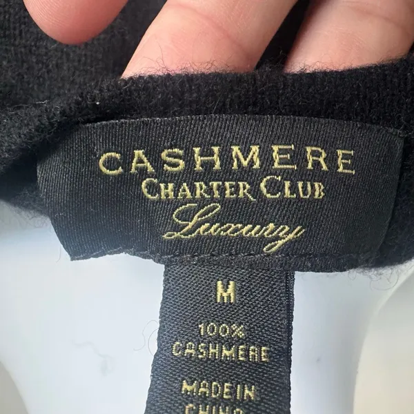 Charter Club 100% Cashmere V-Neck Sweater CBK Style Black - Image 3