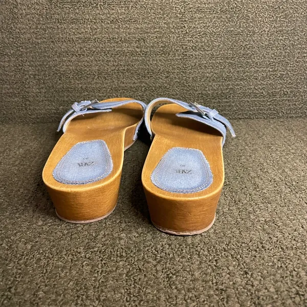 Zara Women's Denim Blue Slide Sandals - Image 4