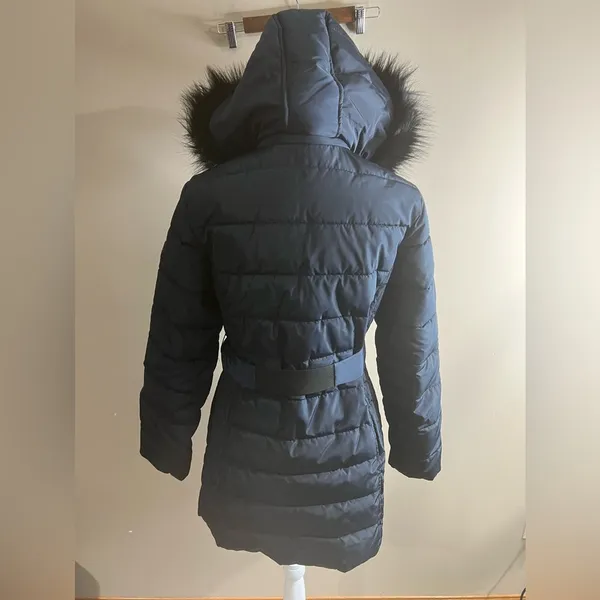 Nautica women’s belted winter coat navy blue medium - Image 13