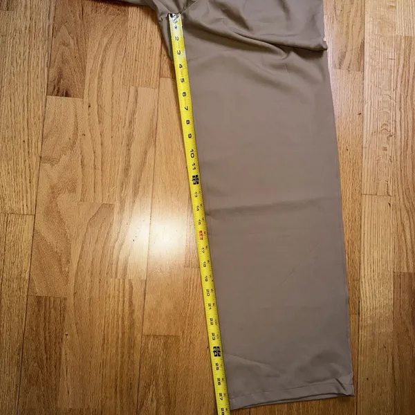 Halara Flex High Waisted Zipper Pocket Shirred Straight Work Pants Beige S NWT - Image 8