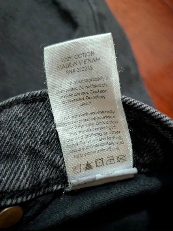 PacSun Nora Wide Leg Black Frayed Hem Jeans Size 25 - Image 5