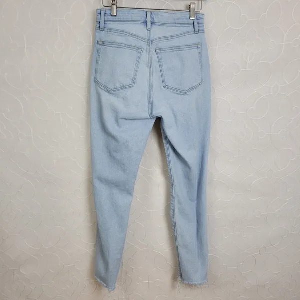 Loft Womens Jeans Size 26 Blue Denim Light Washed High Rise Knee Ripped - Image 2