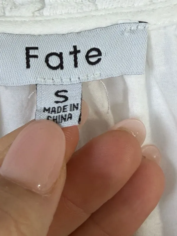Fate White Cotton V-Neck Tiered Ruffle Mini Dress Size S - Image 2