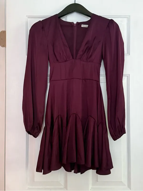 Abercrombie & Fitch Satin Plunge Dress in Plum - Image 2