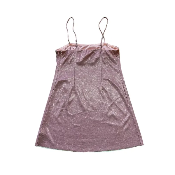 Lulus Pink Metallic Glitzer Slit Fairy Barbiecore Mini Dress | Size S - Image 2