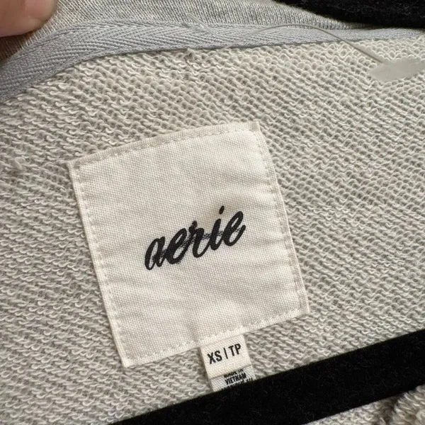 Aerie Lace Up Oversized Relaxed Crew Sweatshirt Heather‎ Gray XS NWOT - Image 3