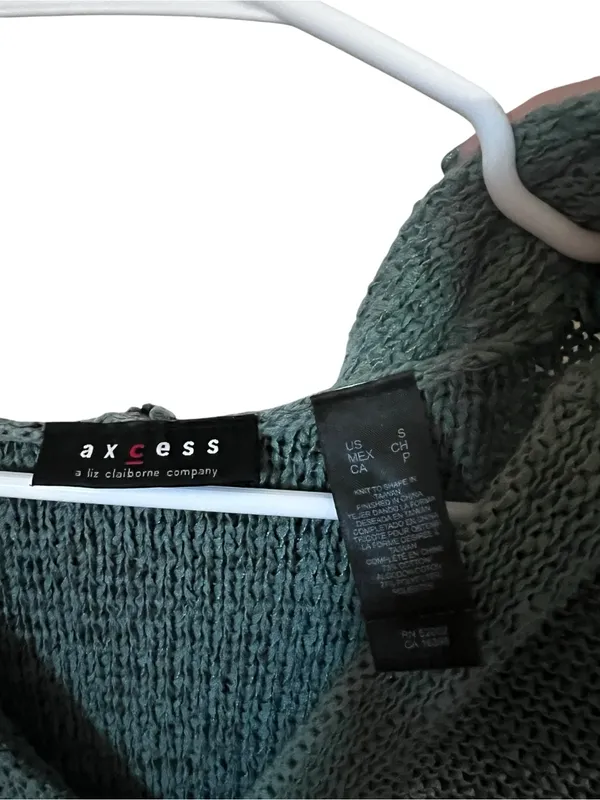 Axcess(used to be Liz Claiborn)Green Knit Zip-Front Hooded Sweater - Image 2