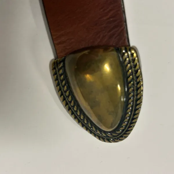 Coldwater Creek Brown Leather Western Belt Brass Hook Buckle Plus Size‎ 1X 2X - Image 7
