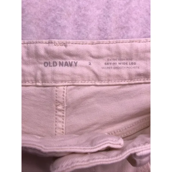 Old Navy Sky-Hi‎ Wide Leg Jeans Womens 2 Cream Extra High Rise Ecru - Image 2
