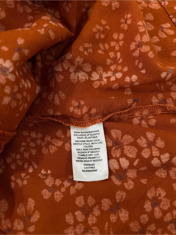Susina Floral Smocked Bodice & Tiered Midi Dress Orange Burnt Orange Size Large - Image 15