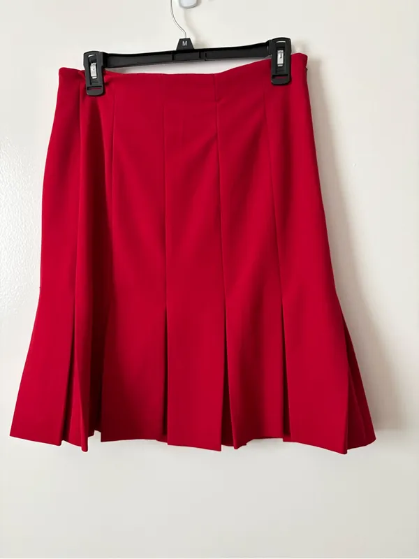 Nine West Vibrant Red A-Line Pleated Skirt - Image 2