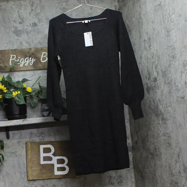 NWT Nine West Womens Squareneck Sweater Dress WW14Y307RS1 Black M - Image 2