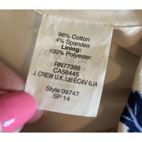 J Crew Skirt Size 6 Blue Floral Pencil Cotton‎ Zip Up Office Preppy Party Casual - Image 6