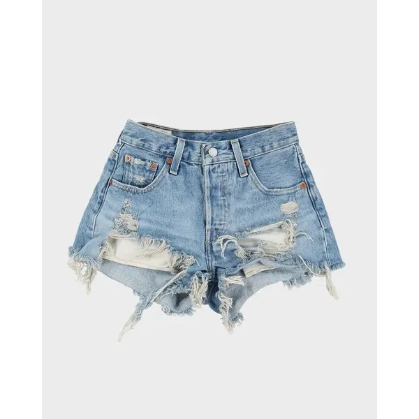 Levi's Denim Shorts Women 24 Blue 501 Original High Rise Distressed Cut Off - Image 2