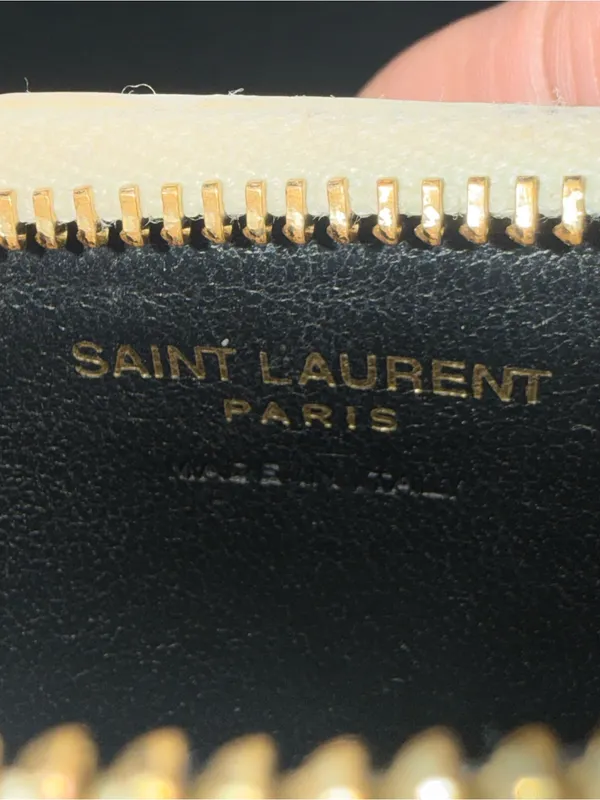 Ysl Cassandre Matelassé Fragments Card Case In Grain De Poudre Leather White Coa - Image 9