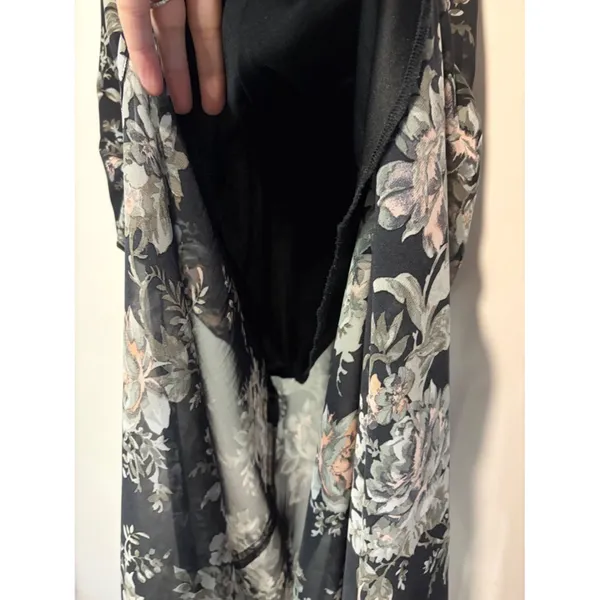 Contempo Casuals Strapless Tube Top Maxi Dress Black Floral Sheer Layer Size M - Image 5