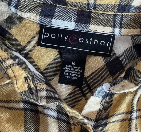 Polly & Esther Y2K plaid button-up flannel shirt - Image 8