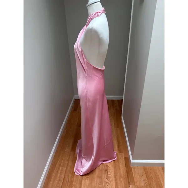 Show Me Your Mumu Jasmine Halter Maxi Dress Light Pink Luxe Satin Size Small - Image 6