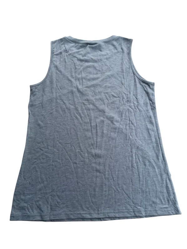 WIHOLL Women's Gray Sleeveless Tank Top Geometric Stitch Casual Crew Neck Size M - Image 5