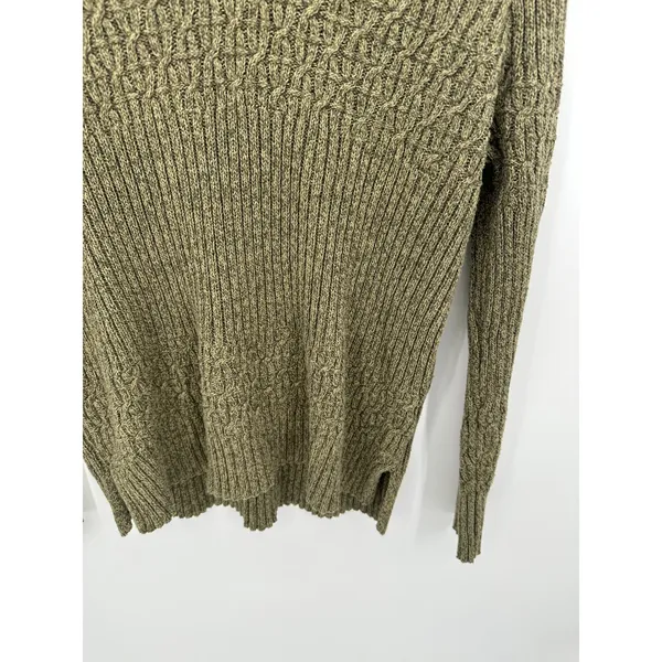 Natural Reflections Green Knit Fisherman Sweater Women‎ Sz M Earth Fall Minimal - Image 3
