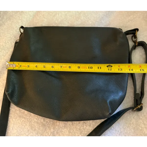 GH Bass Pebbled Leather Purse Dark Green Slouchy Crossbody Adjustable Strap - Image 6