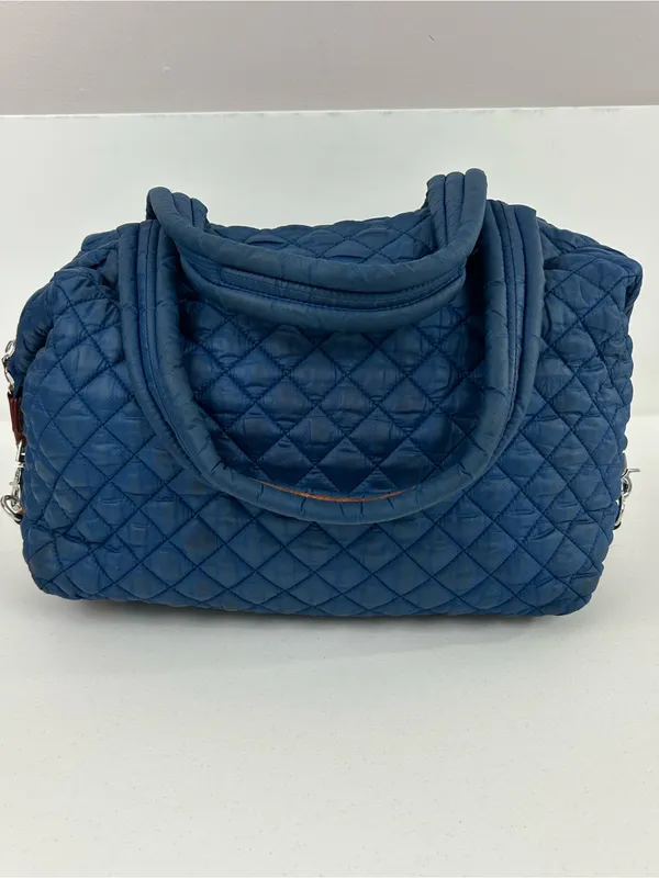 MZ Wallace Quilted Deep Blue Travel Tote with Padded Handles - Image 2