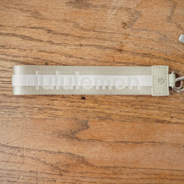 Lululemon Pouch Wristlet Keychain Women Cream Logo Strap Sporty Athleisure - Image 2