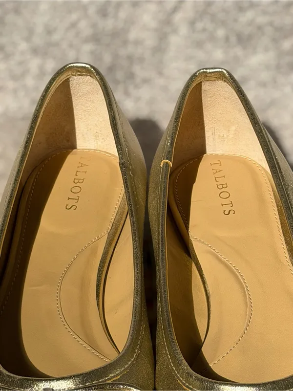NEW Talbots Blair Metallic Gold Leather Bow Ballet Flats Cap Toe Balletcore - Image 8