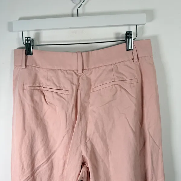 Madewell Slouchy Straight Leg Twill Pants Pink Office Preppy Linen Blend Women 4 - Image 12