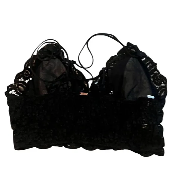 Women's Black Lace Bralette M Adjustable Straps Soft Padded Cups - Image 4