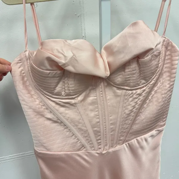 House of CB Charmaine Corset Blush‎ Pink Maxi Sleeveless Dress Large Back Slit - Image 7
