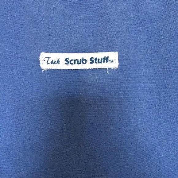 Medical Uniform Scrub Size Medium Stuff Tech Top Blue Short Sleeve Unisex - Image 4