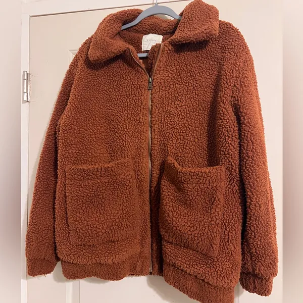 Elodie Brown Mocha Teddy Bear‎ Sweater Jacket Faux Sherpa Shearling Chunky Fall - Image 2