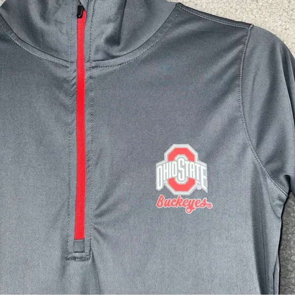 Scarlet & Gray Top Womens Medium Gray The Ohio State Pullover with Thumbhole - Image 5