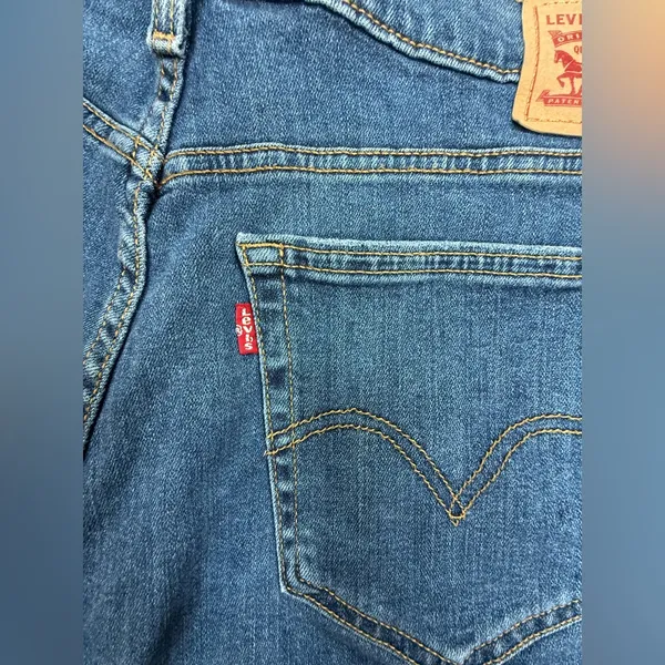 Levi's Dark Blue Distressed High-Rise Jean Shorts - Image 9