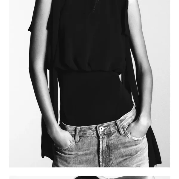 Zara NWT bow sleeve georgette black bodysuit - Image 4