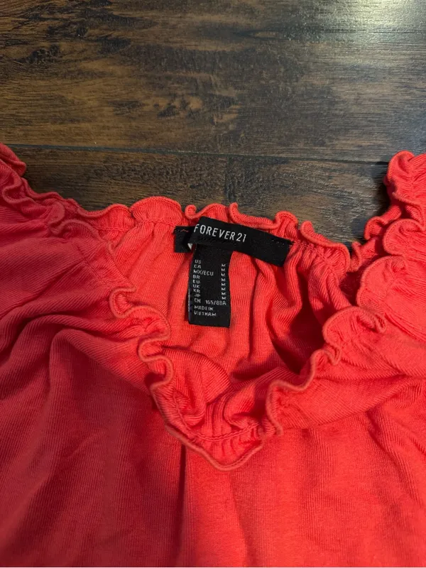 Forever 21 Red Off-Shoulder Top with Ruffle Trim - Image 2