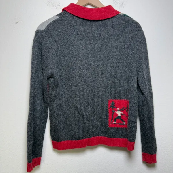 Holiday Lodge Women Wool Patchwork Sweater M Multicolor Christmas Ski Snowflake - Image 9