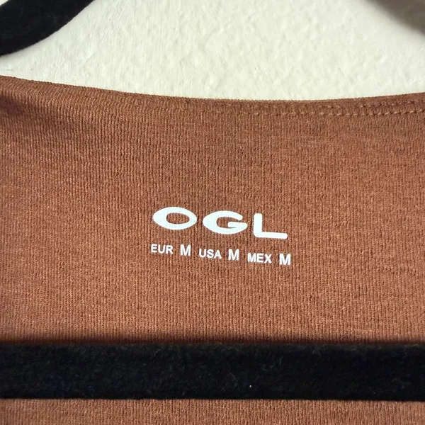 OGL Essential Elbow Length Sleeve Square Neck Bra Top Sweet Hazelnut Brown M NWT - Image 4